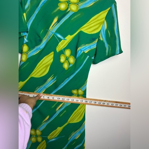 VTG Y2K Gabrielle Mxi Dress Women M Floral Green Sheer Silk Blend Boho Cottage - Picture 13 of 16